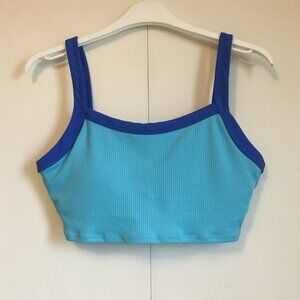 Refuge Two Tone Blue Vital Seamless Ribbed Sports Bra